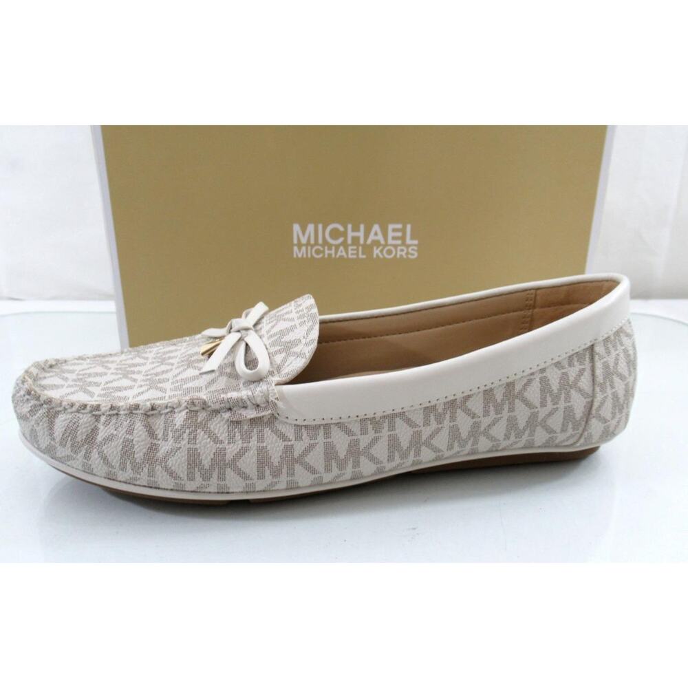 Michael Kors Juliette Moccasin Driver Flat Shoes MK Signature Vanilla Size 7.5 - Picture 2 of 7